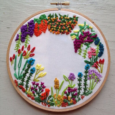 Garden Flowers Embroidery Hoop by itsonlyyou