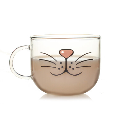 创意新年礼物情侣大玻璃杯 加厚耐热咖啡杯子 猫咪胡子水杯牛奶杯
