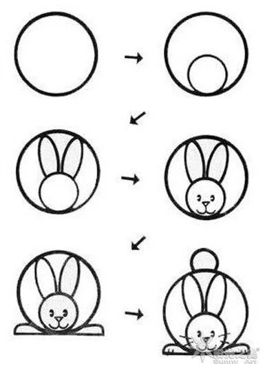 圆形简笔画范画启蒙兔子
