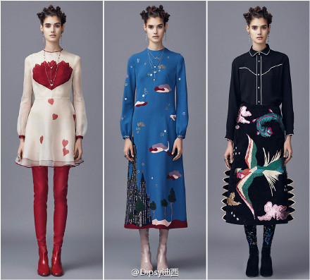 Valentino Pre-Fall 2016｜感觉现在Valentino每一季的创作都是环球旅行中的一站，旅途过程中的所见所闻所感所想以及每个国度截然不同的风土人情都会在新季设计中发散呈现，设计师这次从牙买加启程，途径纽约，最后抵达日本～