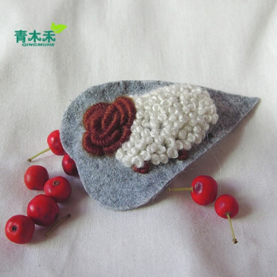 刺绣绵羊发夹，咩咩~~~~~