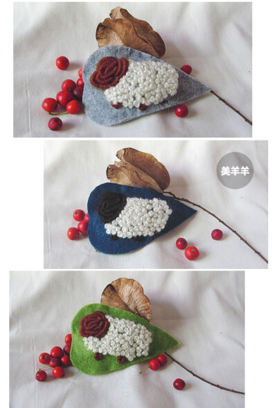 刺绣绵羊发夹，咩咩~~~~~