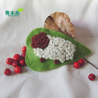 刺绣绵羊发夹，咩咩~~~~~