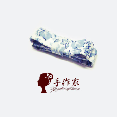 手作家原创手工发饰韩版森女日系小清新蓝色花纹蝴蝶结发夹发圈 DIY手工 韩国发饰 韩国饰品 韩国头饰 发箍 发夹 边夹 发带 发圈 蝴蝶结发夹 头绳 流行饰品 流行发饰 编发发型 文艺 小清新 软萌