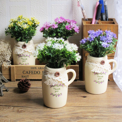 三月鸢尾 美式乡村田园可爱欧式咖啡店吧台桌面装饰仿真植物摆件