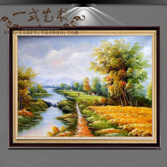 一式 现代简欧纯手绘风景油画 壁炉电表箱遮画装饰画玄关客厅挂画