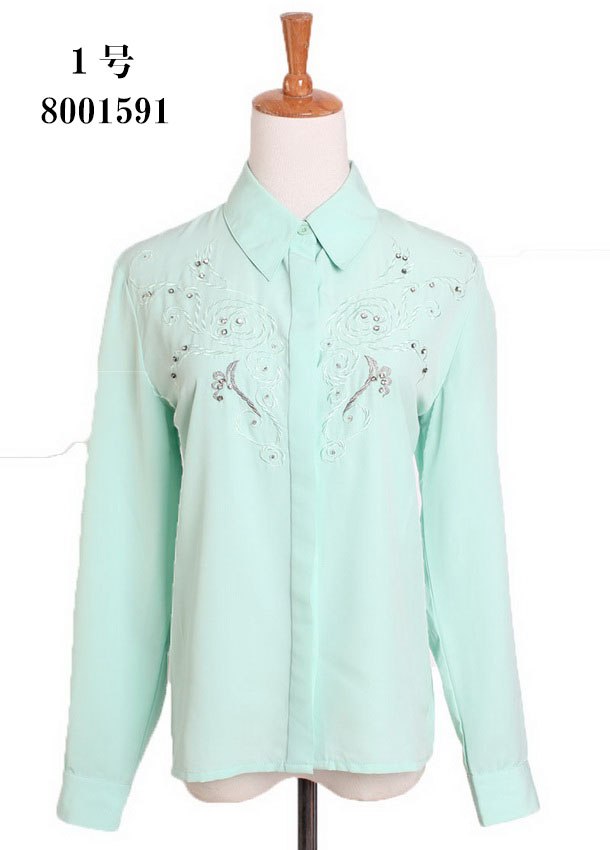 Vintage古着复古孤品女装森林系夏季学院风长袖衬衫 缤纷糖果色系