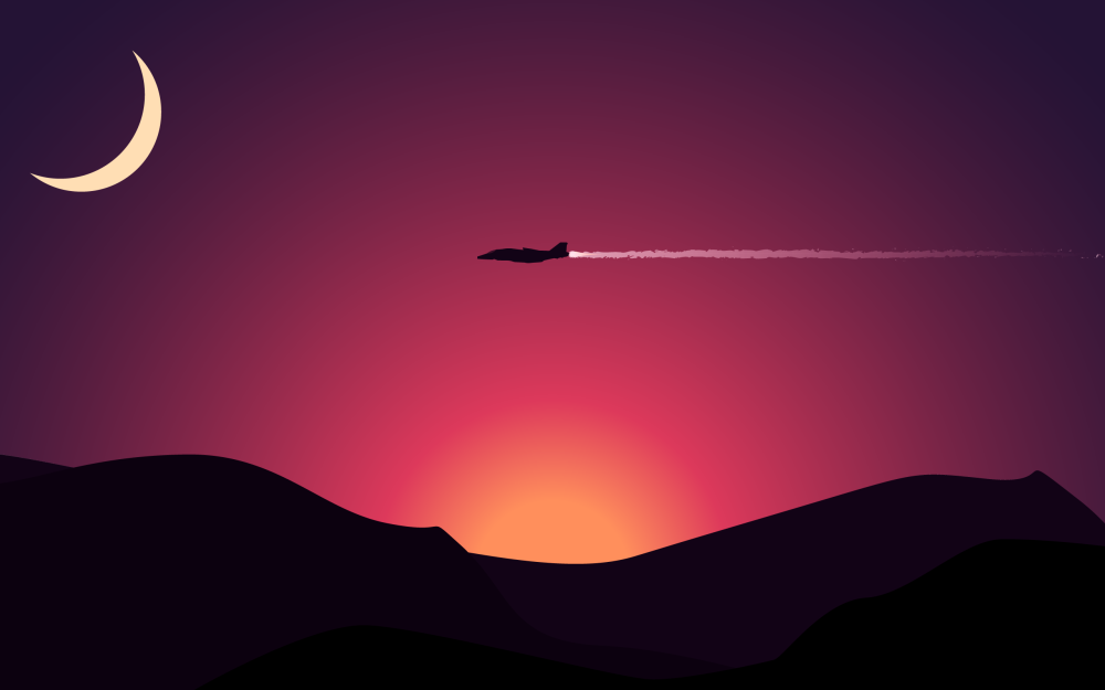 General 2560x1600 aircraft sunset minimalism mountain moon digital art