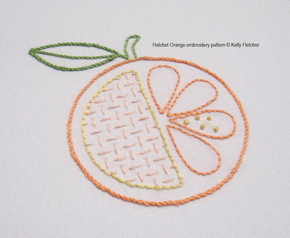 Hatchet Orange hand embroidery pattern