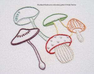 Woodland Mushrooms hand embroidery pattern