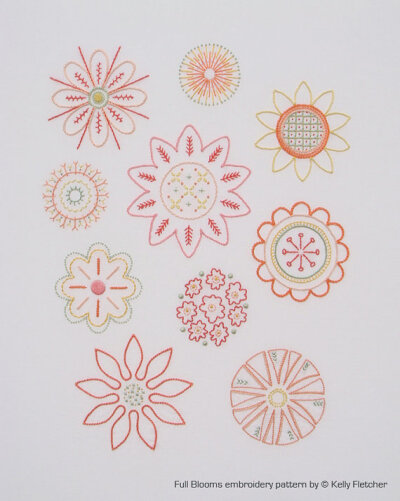 Full Blooms hand embroidery pattern