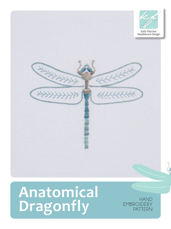 natomical Dragonfly hand embroidery pattern