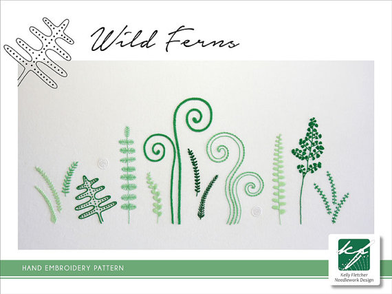 Wild Ferns hand embroidery pattern