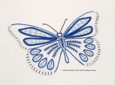 Anatomical Butterfly hand embroidery pattern