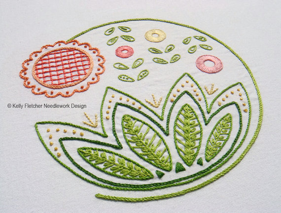 Sweetsong Modern Jacobean crewel hand embroidery pattern