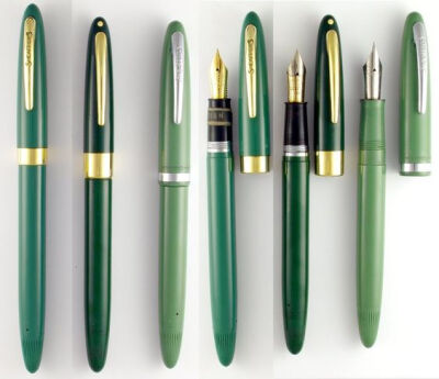 Some beautiful vintage green Shaeffer fountain pens. I love these shades of green.: