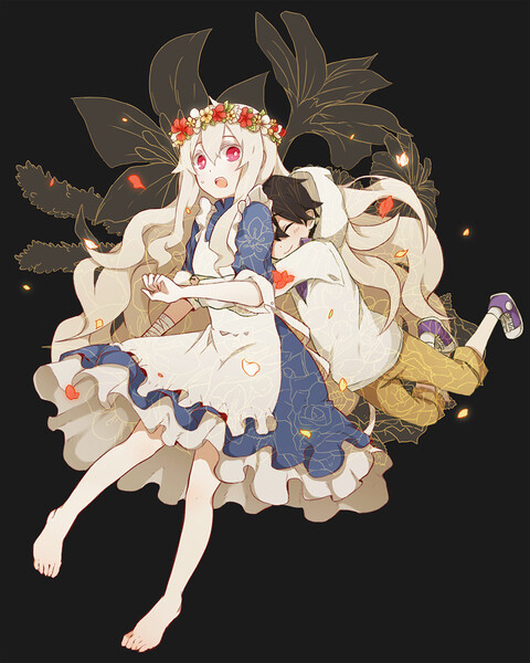 花冠特辑 二次元 pixiv 插画 p站 美少女 少女 花 花与少女 手绘 绘画