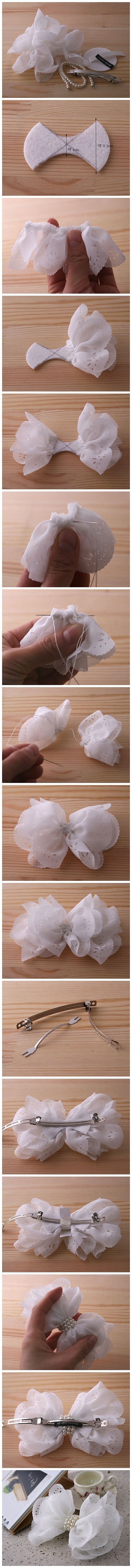 DIY Cute bow with pearls tutorial #tutorial #bow #sweet: