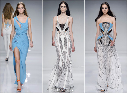 Atelier Versace S/S 2016 Haute Couture｜万年不变的单边高开叉，满眼满屏全是腿.......