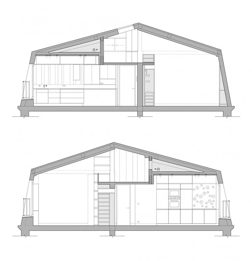 SABO project 设计工作室对一位年轻时装设计师的巴黎公寓进行了翻修，力求实现利用空间的最大化。该公寓位于这座城市历史悠久的蒙马特区，设计师移除了几处隔墙，并且添加了一个用作楼梯，陈列橱和推拉隔断的多功能墙。其中交替式楼梯踏板的台阶流露了该地区的丘陵和攀登文化。