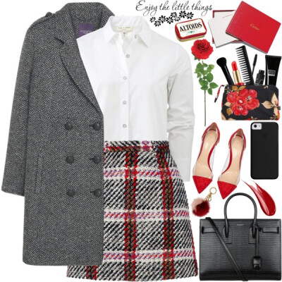 A fashion look from January 2016 featuring collared shirt, plus size coats and short skirts. Browse and shop related looks.