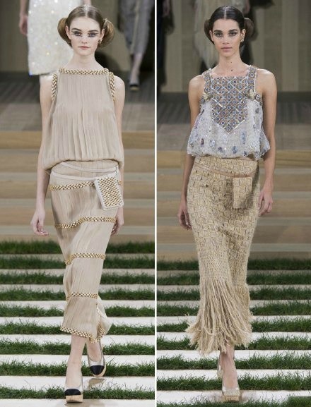 Chanel Spring 2016 Couture｜这一季的Chanel竟然变得有点好看了，腰部的小手袋更是给人一种温柔华丽之外的休闲感……