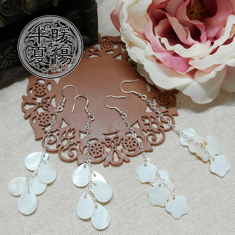 定制 画皮之真爱无悔靖公主颖儿同款耳坠影视剧贝壳水滴花耳环耳夹耳饰