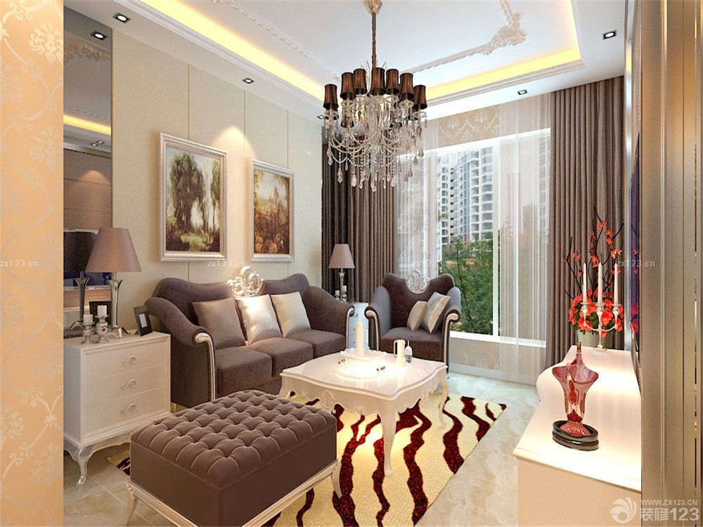 简约欧式风格室内客厅装修效果图