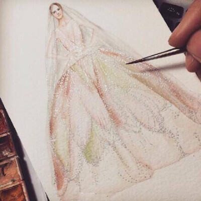 关于婚纱的手绘插画图片服装设计