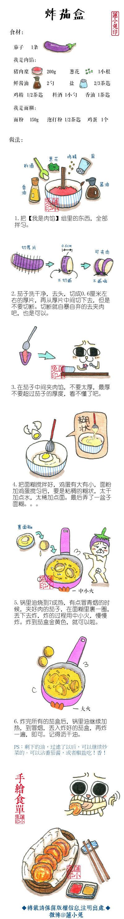 【炸茄盒】#蓮小兔的手绘菜谱#