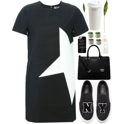 A fashion look from August 2015 featuring tshirt dress, black shoes and hand bags. Browse and shop related looks.