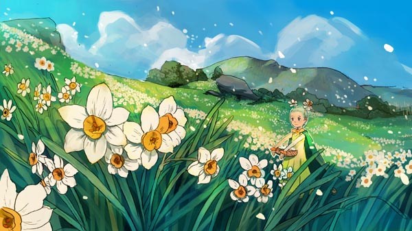 bing1990插画作品：美丽的女孩和花