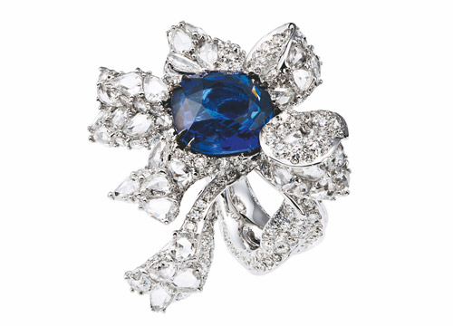 Cindy Chao The Art Jewel White Label 缎带系列 蓝宝石缎带戒指