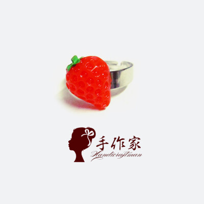 定制 手作家原创手工首饰日系森女韩版奶油可爱迷你仿真小草莓戒指耳钉