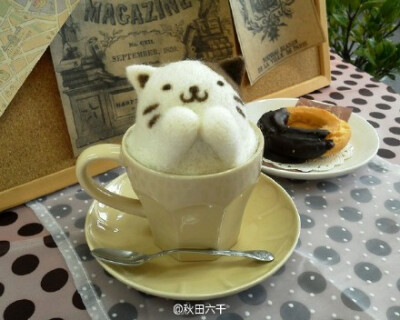 11区羊毛毡达人popolare做的猫咪咖啡系列羊毛毡作品，感觉跟咖啡喵精灵一样，快给我来一杯！(*´艸`*)