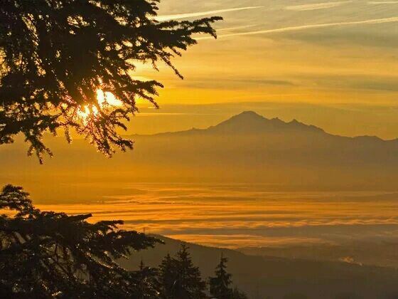 Fraser Valley Sunrise Mount Baker British Columbia 加拿大BC省：贝克山日出