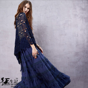 狂生记春装新款流苏花边大摆长裙棉质半身裙QA14253C