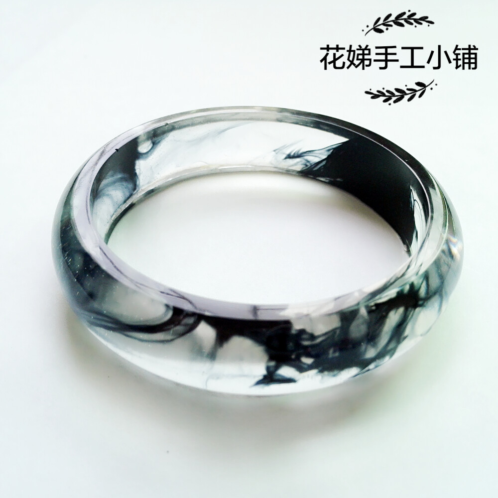 复古水晶滴胶手镯女款饰品水墨墨染手镯古风简约滴胶手镯