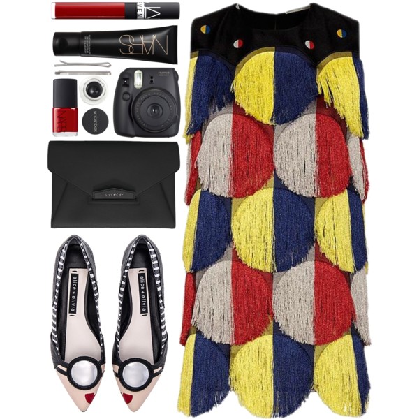 A fashion look from February 2016 featuring polka dot sleeveless top, leather flat shoes and black hand bags. Browse and shop related looks.