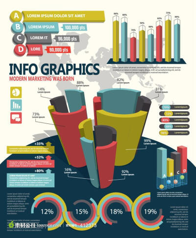 立体统计图表矢量素材