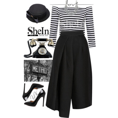 #shein #Sheinside #streetstyle #black #white #casual #luxury All SheIn items: Crop T-shirt: http://us.shein.com/White-and-Black-Off-the-Shoulder-Crop-T-shirt-p-176312-cat-1738.html?utm_source=shareasa…