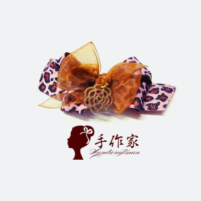 手作家原创手工发饰韩版森女日系粉色豹纹纱玫瑰花蝴蝶结发夹发圈 DIY手工 韩国发饰 韩国饰品 韩国头饰 发箍 发夹 边夹 发带 发圈 蝴蝶结发夹 头绳 流行饰品 流行发饰 编发发型 文艺 小清新 软萌