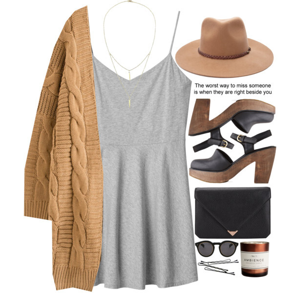 A fashion look from February 2016 featuring gray dress, beige top and closed toe sandals. Browse and shop related looks.