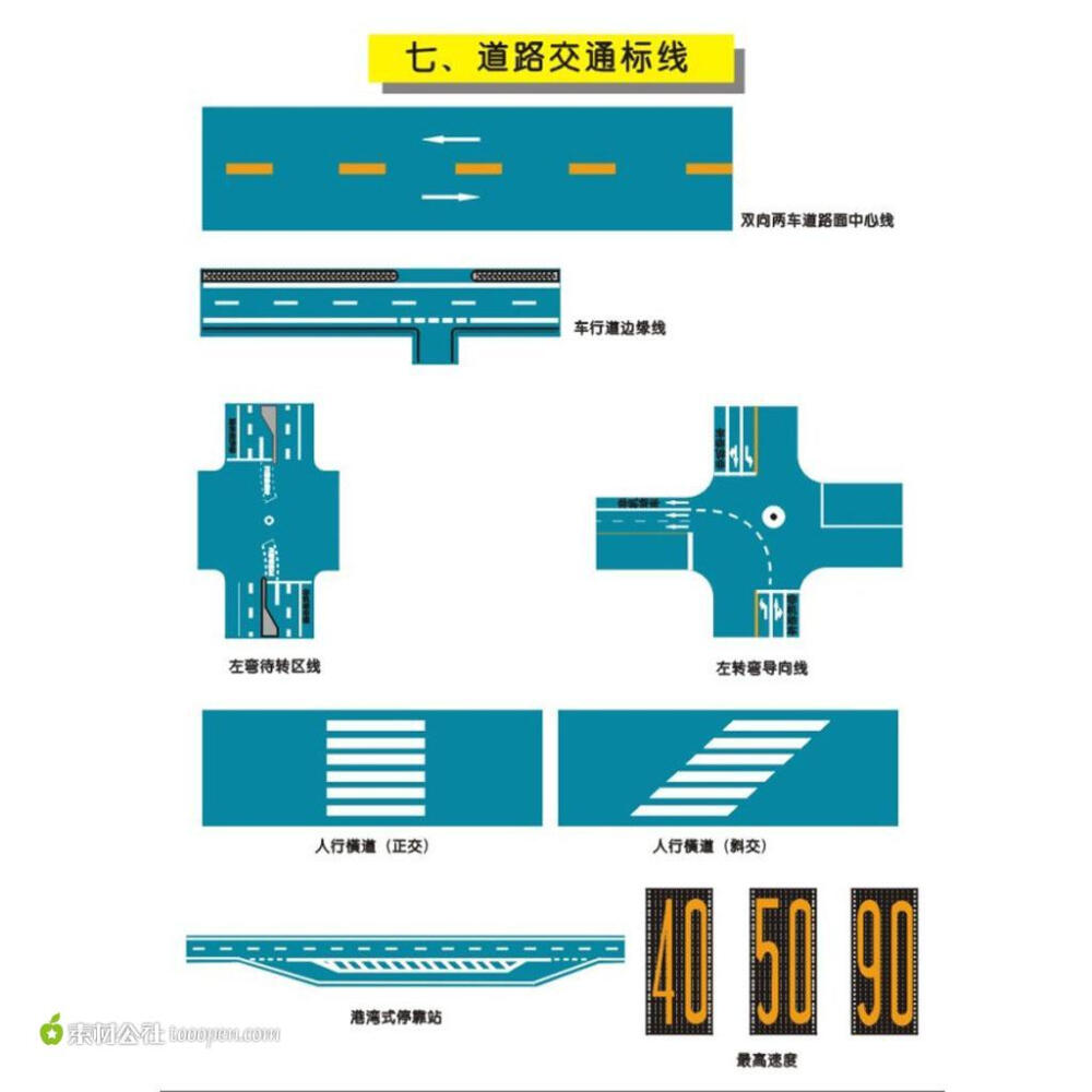 矢量 道路交通标线 汽车商标 指示标示