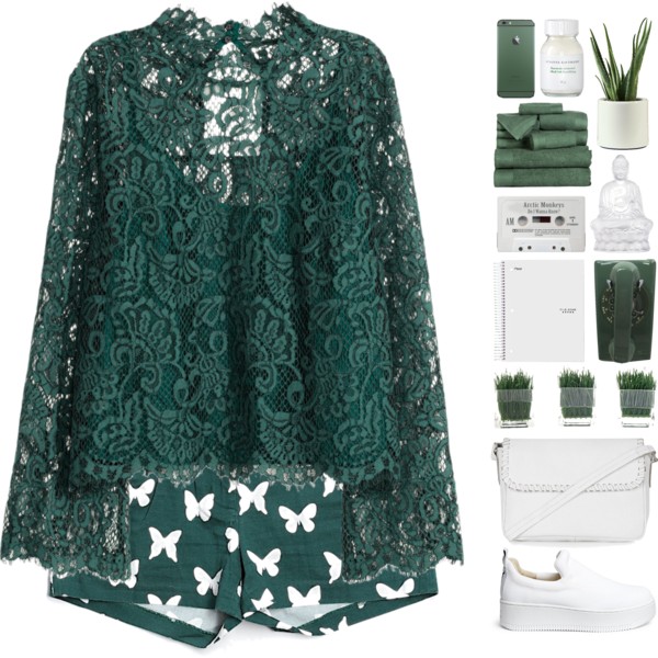 #GREEN #lace #butterfly #casual