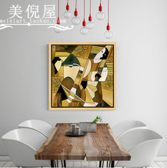 美倪屋 纯手绘现代抽象油画 电表箱玄关装饰画 书房过道挂画包邮