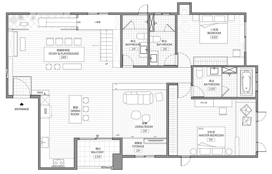 一套孩子最喜欢的住宅设计 来自台湾的家居设计工作室HAO Design最近为一个四口之家设计了一个可以在室内滑滑梯，荡秋千的房间。是不是听上去很有趣，这样做的目的是让孩子与父母之间可以有更多的时间在一起，而不是父母抱着手机、孩子抱着ipad各玩各的~