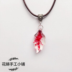 【流动的血液，火焰】水晶滴胶日韩百搭欧美甜美项链女流动血液项链水墨滴胶吊坠短锁骨链毛衣链
