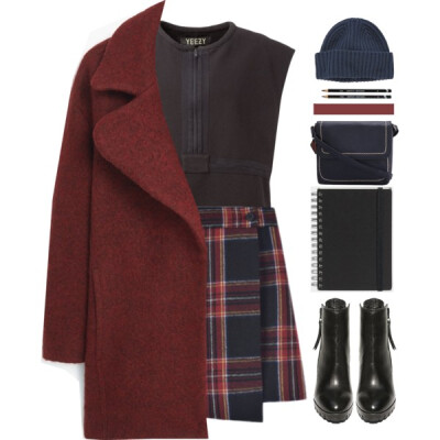 #coat #red #skirt