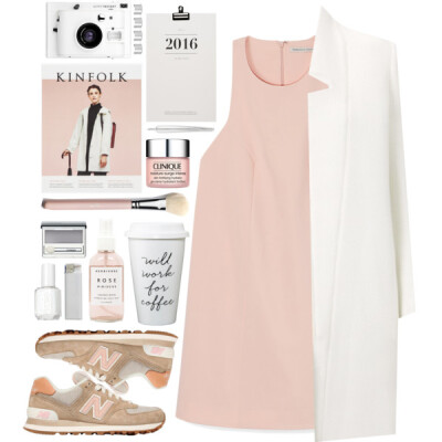 A fashion look from March 2016 featuring rebecca minkoff dress, white coat and new balance trainers. Browse and shop related looks.